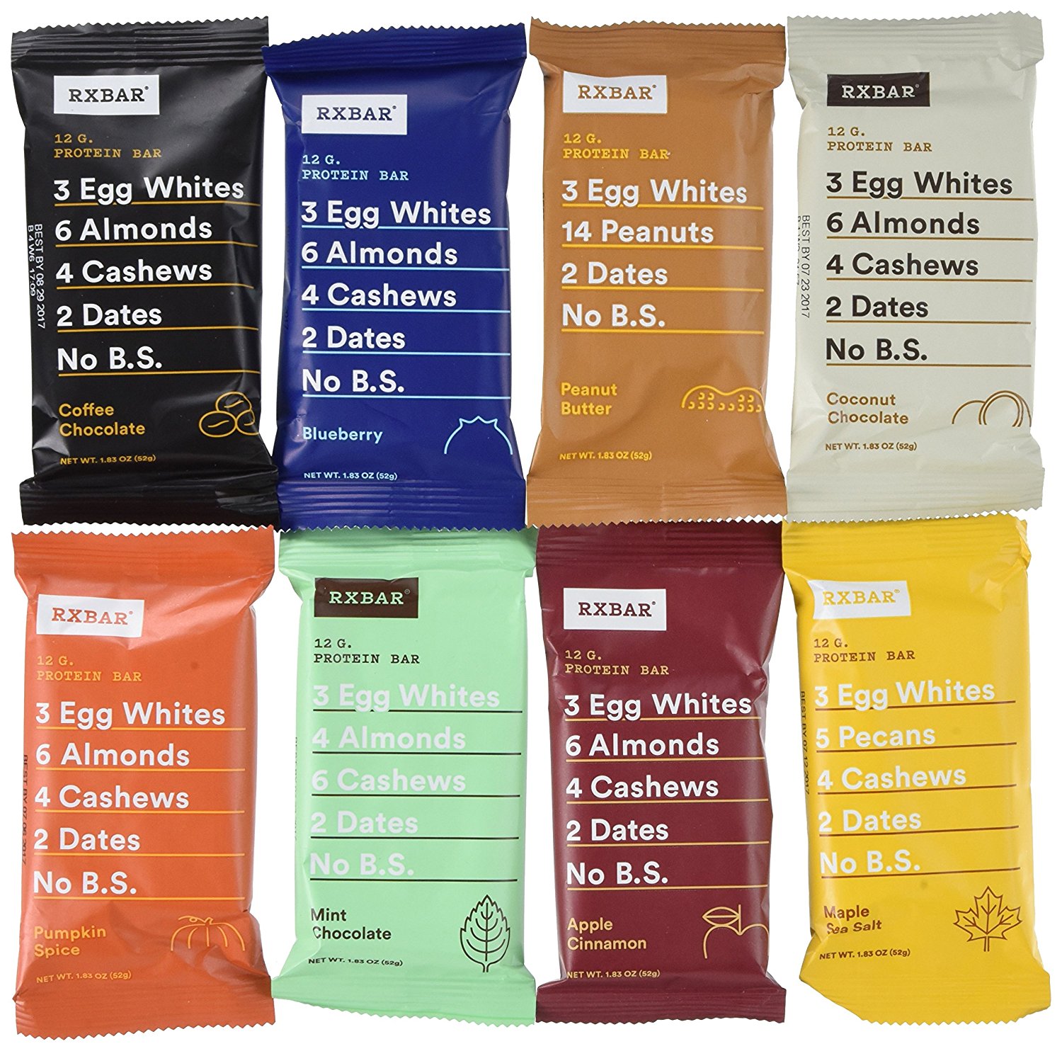 RxBar Real Food Protein Bars Variety Pack, 9 Flavors W/ NEW Maple Sea Salt (Pack Of 18)
