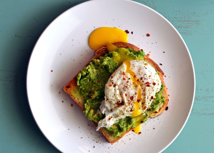 Easy Avocado Toast with a runny poached egg.